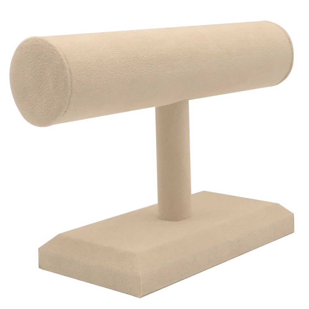 Beige Linen Jewelry Bracelet / Watch T Bar Stand