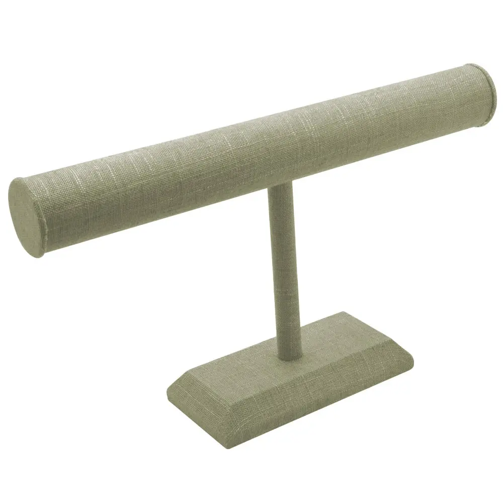 Beige Linen Long Jewelry Bracelet / Watch Display T Bar
