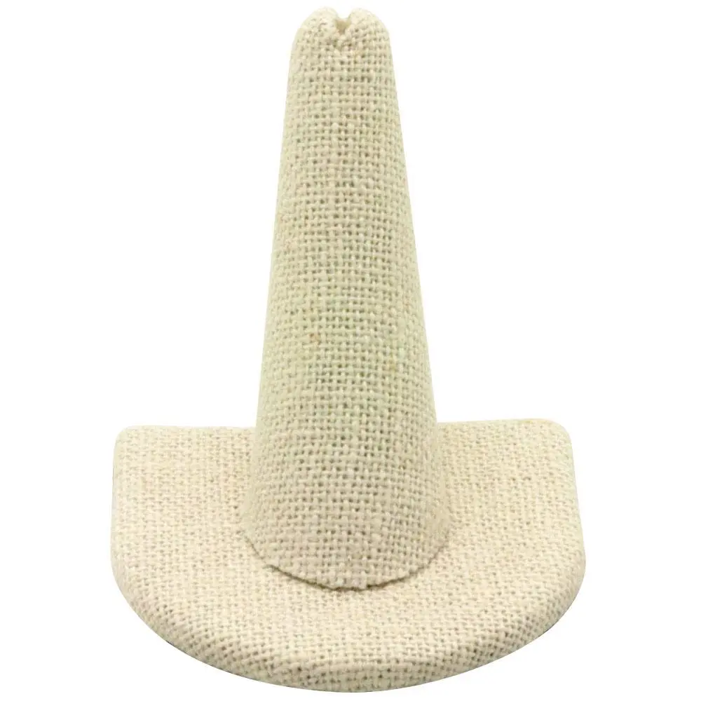 Beige Linen Single Finger Jewelry Ring Display