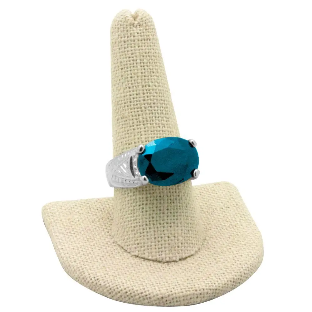 Beige Linen Single Finger Jewelry Ring Display