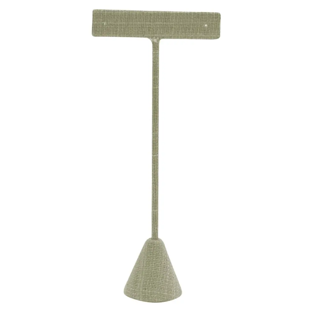 Beige Linen Jewelry Earring T Stand, 6-3/4" Tall