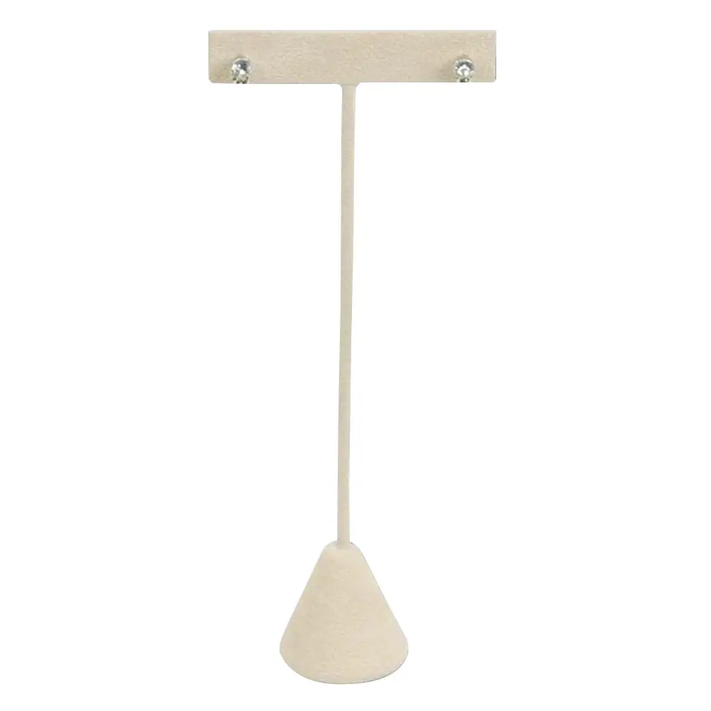 Beige Linen Jewelry Earring T Stand, 5-3/4" Tall