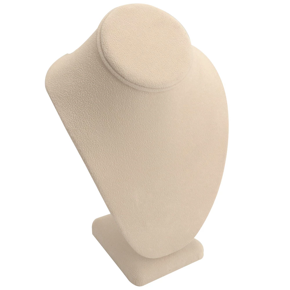 Beige Linen Necklace Bust 10" Tall
