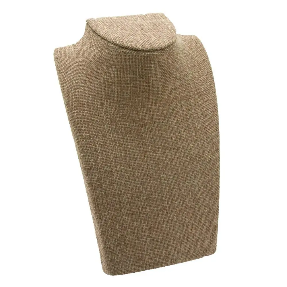 Tan Linen Fold-able Jewelry Necklace Display Stand, 8-1/4" Tall