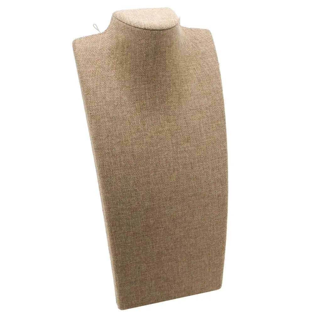 Tan Linen Fold-able Jewelry Necklace Display Stand, 13-1/2" Tall
