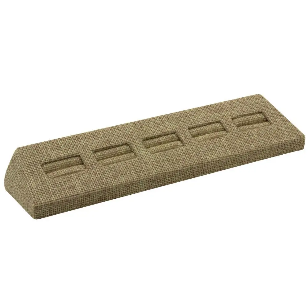 Beige Linen 5 Slot Jewelry Ring Display
