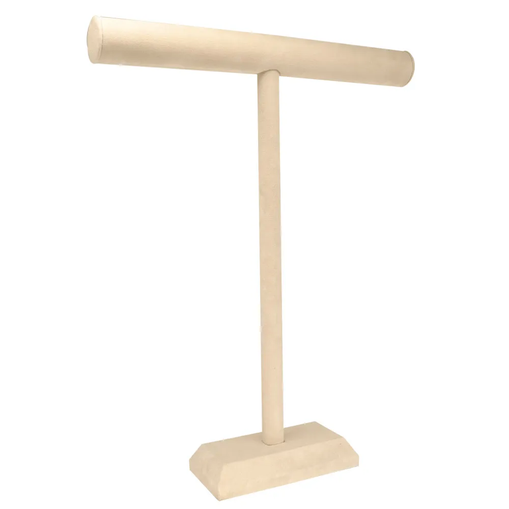 Beige Linen Tall Jewelry Necklace / Chain T Bar Stand