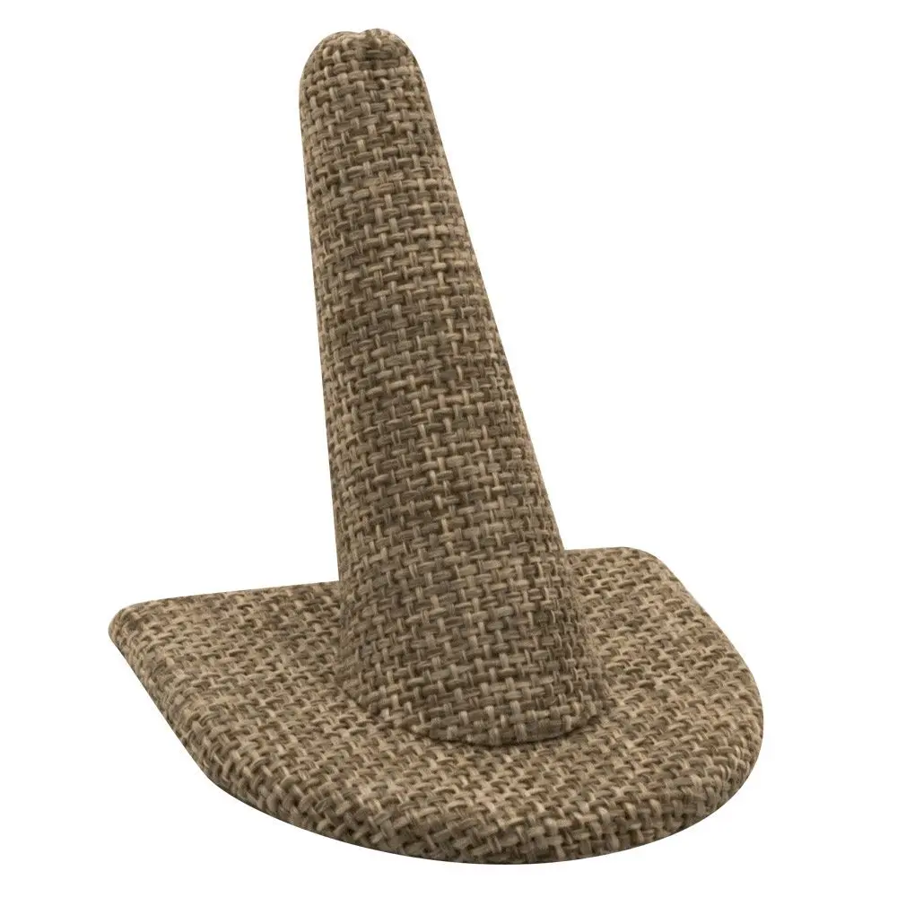Beige Linen Single Finger Jewelry Ring Display