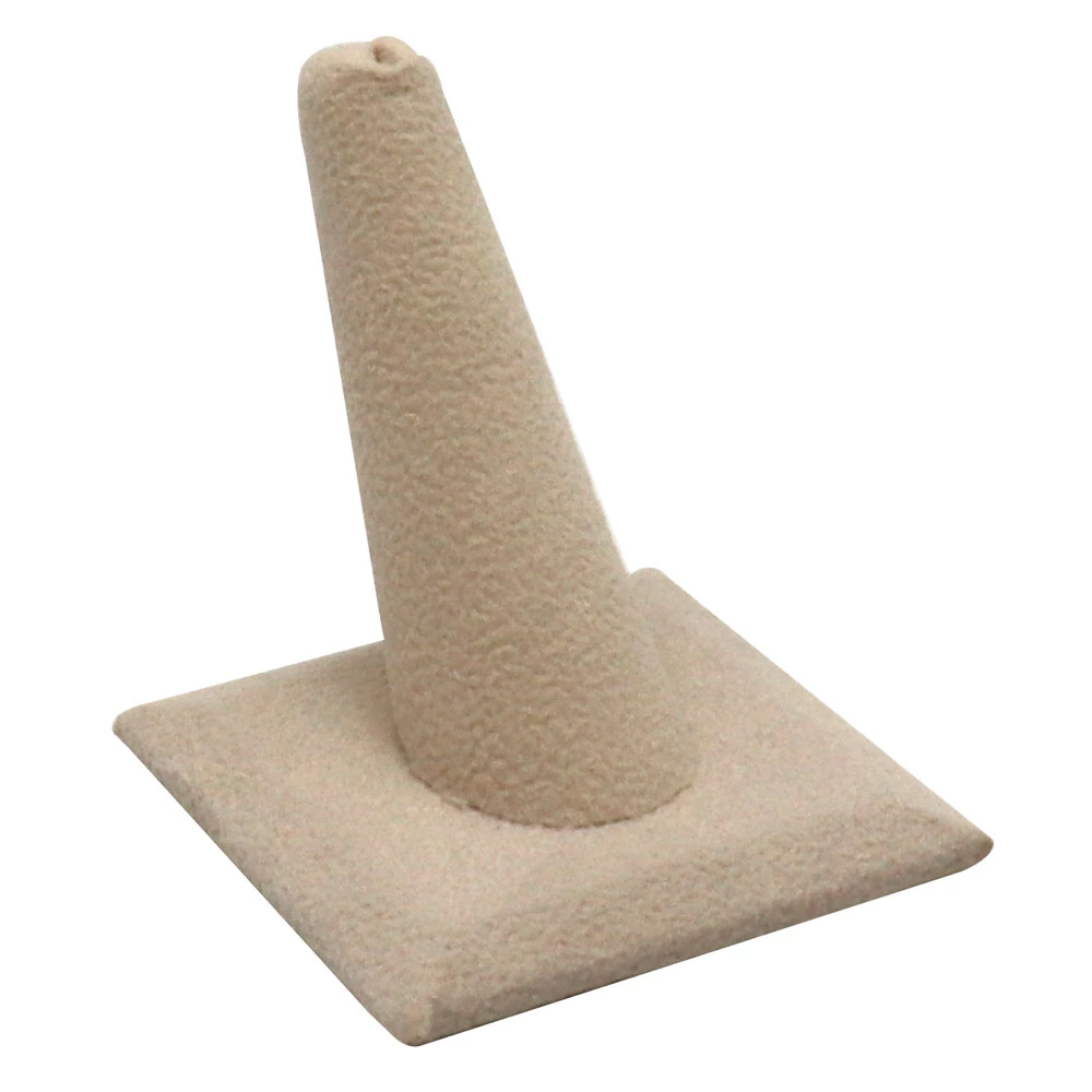Beige Linen Square Base Single Finger Jewelry Ring Display