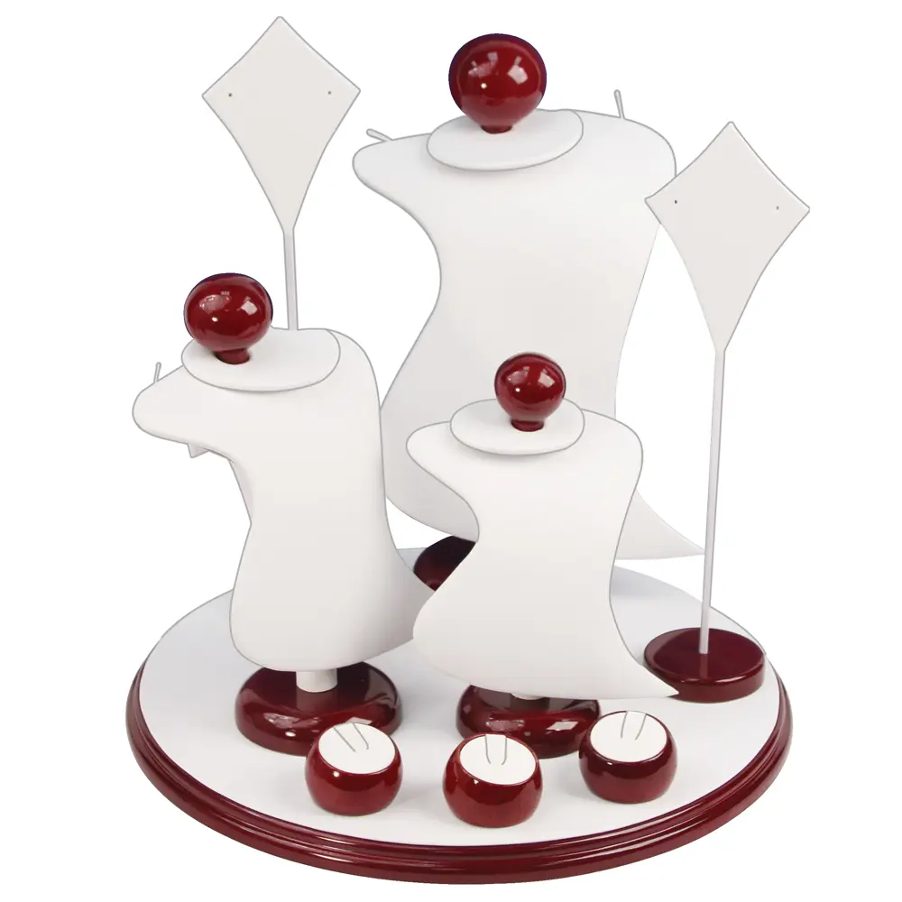 9-Piece Linen W/ Wood Trim Jewelry Display Set