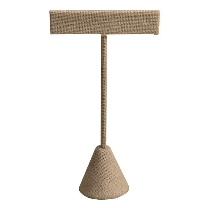 Beige Linen Jewelry Earring T Stand, 5-3/4" Tall