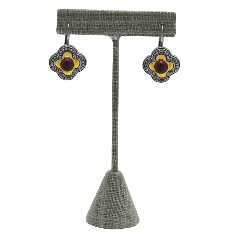 Beige Linen Jewelry Earring T Stand, 5-3/4" Tall