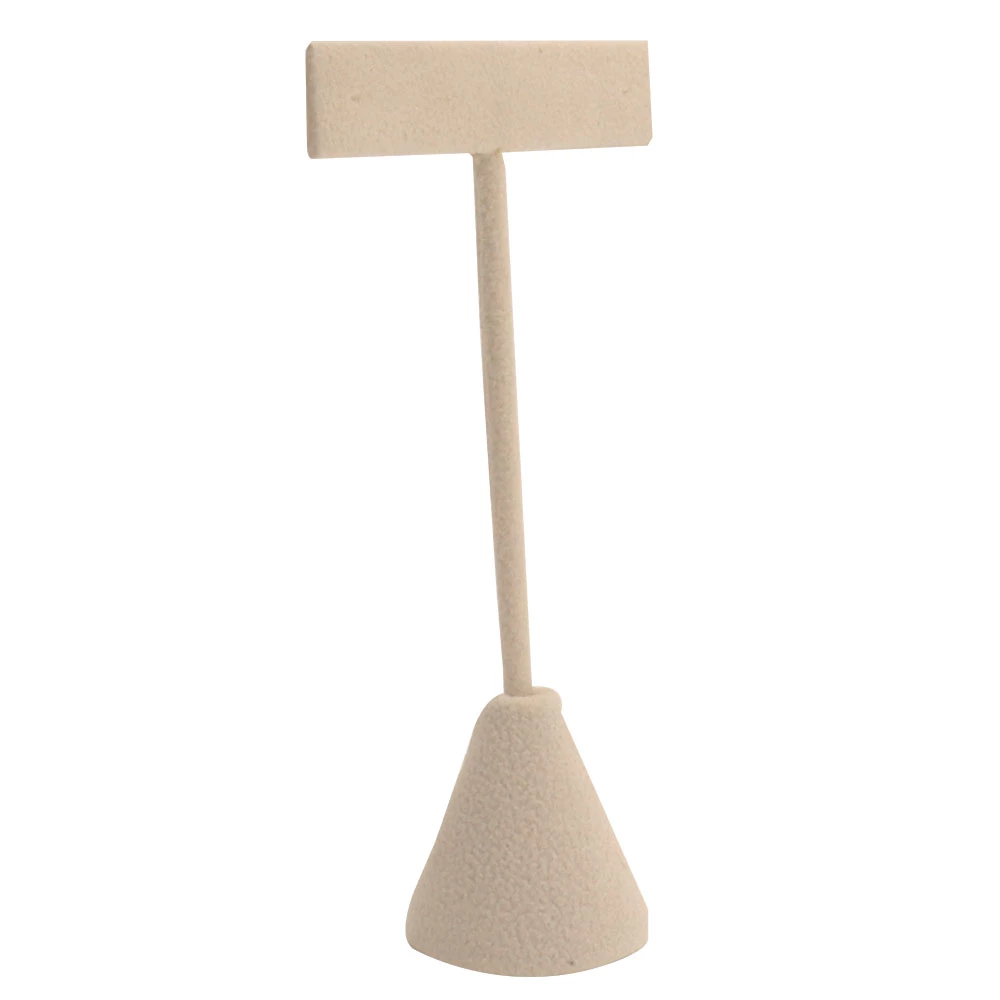 Beige Linen Jewelry Earring T Stand, 4-3/4" Tall