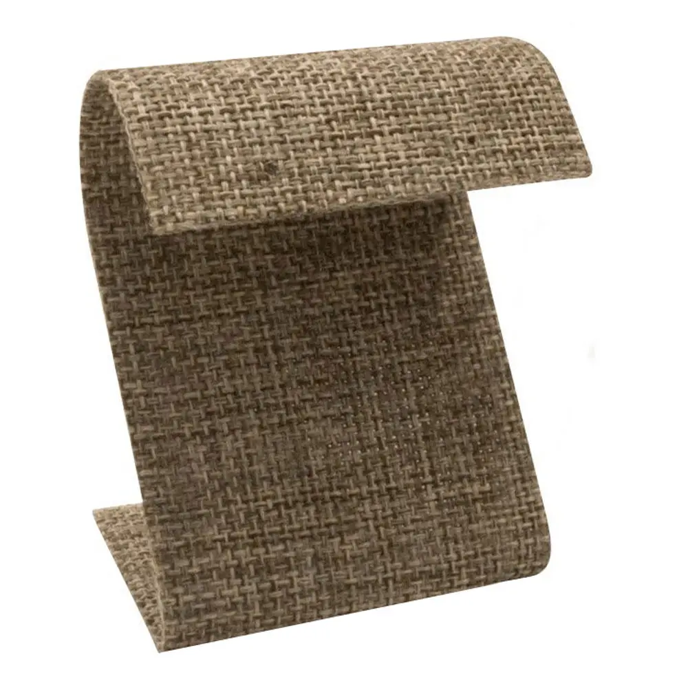 Beige Linen Curved Jewelry Earring Stand, 3-1/4" Tall