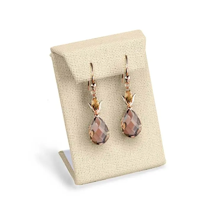 Beige Linen Jewelry Earring Display Stand