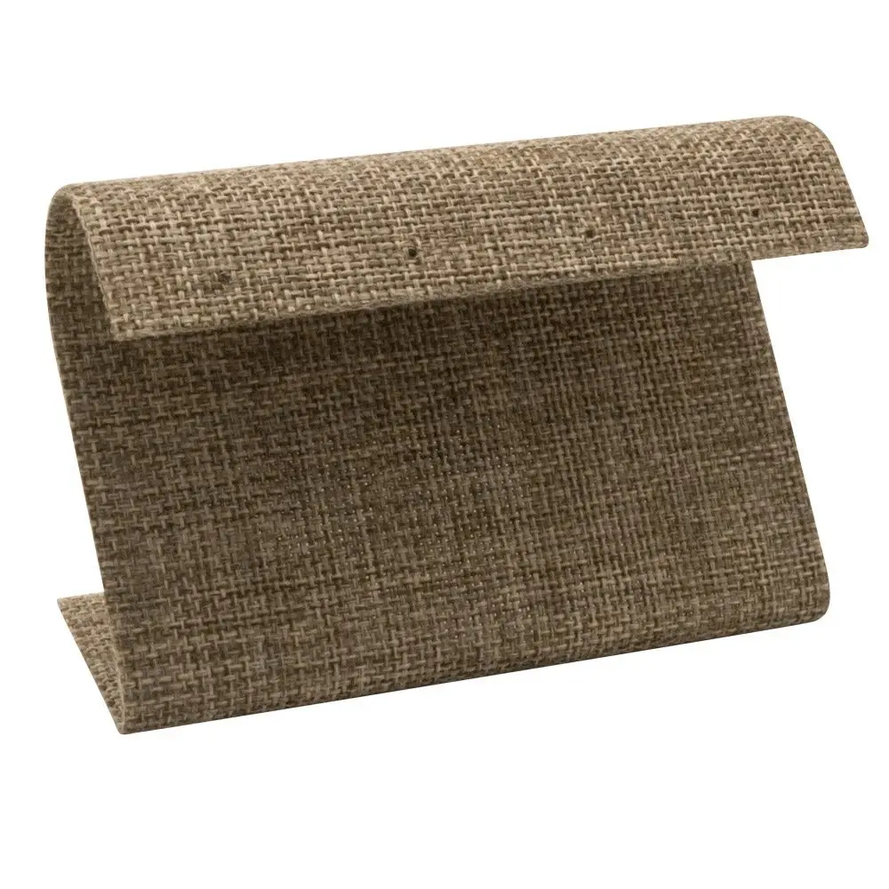 Beige Linen Curved Jewelry Earring Stand, Holds 2 Pairs