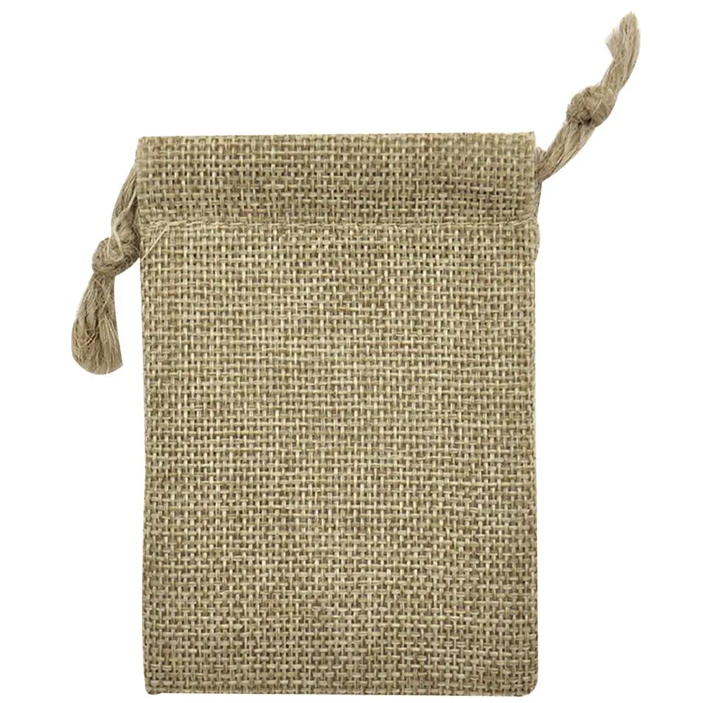 Beige Linen Drawstring Gift Pouches, 3" x 4"